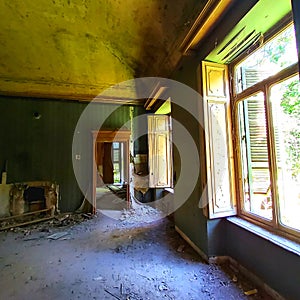 Abandoned Villa Becker in Turin city, Italy. Art, architecture and splendour photo