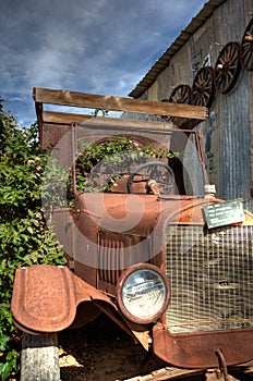 Abandoned antique car in the California Desert country