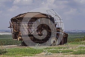 Abandoned Antique Cotton Picker on a Kibbutz in Israel