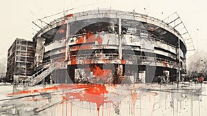 Abandoned Atlantic Av-barclays Ctr: Ink Painting In The Style Of Mark Lague