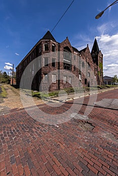Abandoned Baptist Church and Red Brick Streets - McKeesport, Pennsylvania