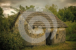 Abandoned barn. Decay, decline, ruins