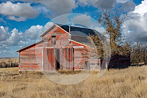An abandoned barn on the prairies in Saskatchewan