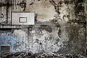 Abandoned basketball court of Pripyat, Chernobyl exclusion zone