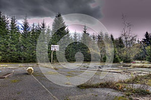 Abandoned basketball court