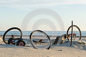 Abandoned bike on beach