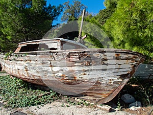 Abandoned boat on the beach