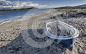 Abandoned boat on the beach