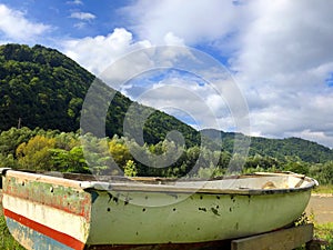 Abandoned boat in the carpathians