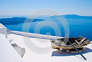 Abandoned boat in Santorini, Greek Islands photo