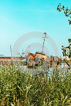 Abandoned boat in Staten Island New York City, photo