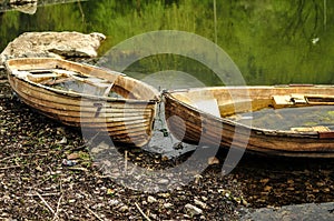 Abandoned Boats on lakeside