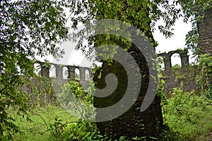 abandoned boundary wall of church at vasai, india