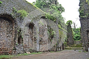 abandoned boundary wall of church at vasai, india