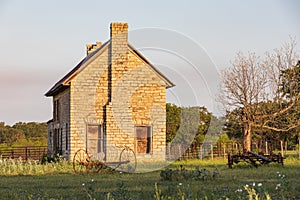 Abandoned brick farm house in the Texas hill country