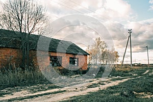 Abandoned brick house, Russian outback.