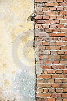 Abandoned brick wall texture