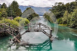 Abandoned bridge, Road of the Seven Lakes, Argentina
