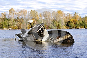 Abandoned broken boat