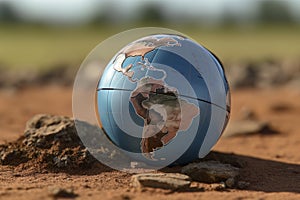 Abandoned and Broken Globe Amongst Waste: Symbol of Planet\'s Mistreatment and Pollution