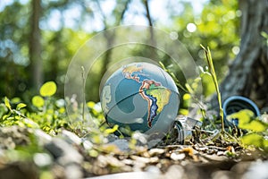 Abandoned and Broken Globe Amongst Waste: Symbol of Planet\'s Mistreatment and Pollution
