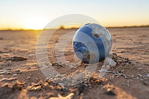 Abandoned and Broken Globe Amongst Waste: Symbol of Planet\'s Mistreatment and Pollution