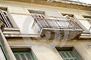 Abandoned building balcony