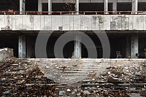 Abandoned building exterior in the city of Pripyat 2019