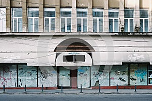 Abandoned building facade