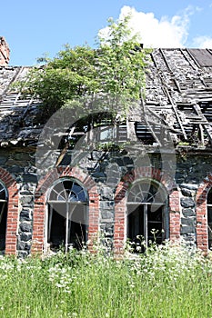 Abandoned building facade
