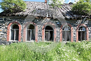 Abandoned building facade