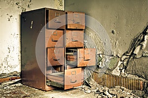 Abandoned Building Grunge File Cabinet photo