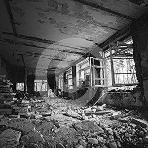 Abandoned Building Interior. Old forsaken house