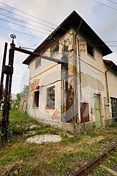 Abandoned building near a railway