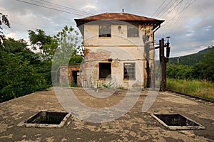 Abandoned building near a railway