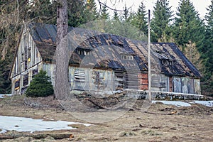 Abandoned building in Owl Mountains in Poland