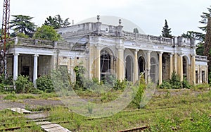 Abandoned building of train station in Abkhazia