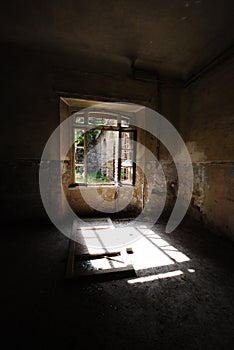 Abandoned building window