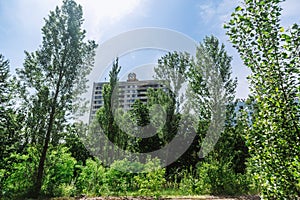 Abandoned buildings of ghost town Pripyat Chornobyl Zone photo