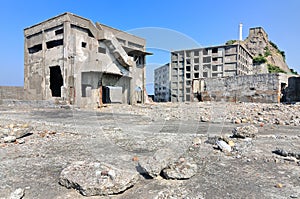 Abandoned buildings on Gunkajima in Japan