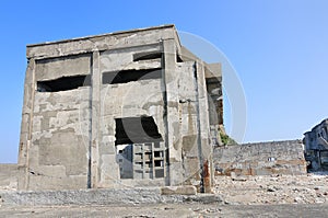 Abandoned buildings on Gunkajima in Japan