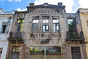 Abandoned buildings from the late 19th and early 20th centuries in downtown Santos, Brazil