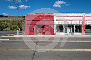 Abandoned buildings on Main Street, Washtucna, Washington, USA