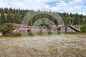 Abandoned buildings in Silver City ghost town, Yukon Territory, Canada