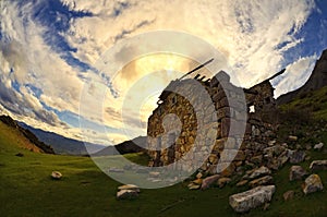 Abandoned cabin in the mountain
