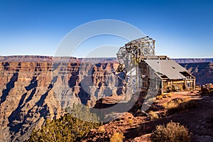 Abandoned cable aerial tramway of mine at Guano Point - Grand Canyon West Rim, Arizona, USA photo