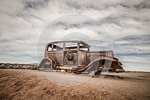 Abandoned Depression Era Car In The Desert