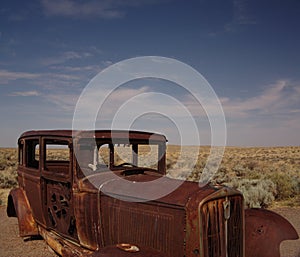 Abandoned car in the desert