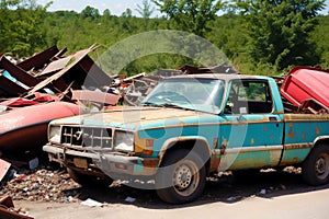 Abandoned Car Dump. Wasteland of Wheels. Exploring the Car Dump Landscape. Generative AI