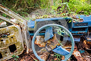 Abandoned car in the jungle